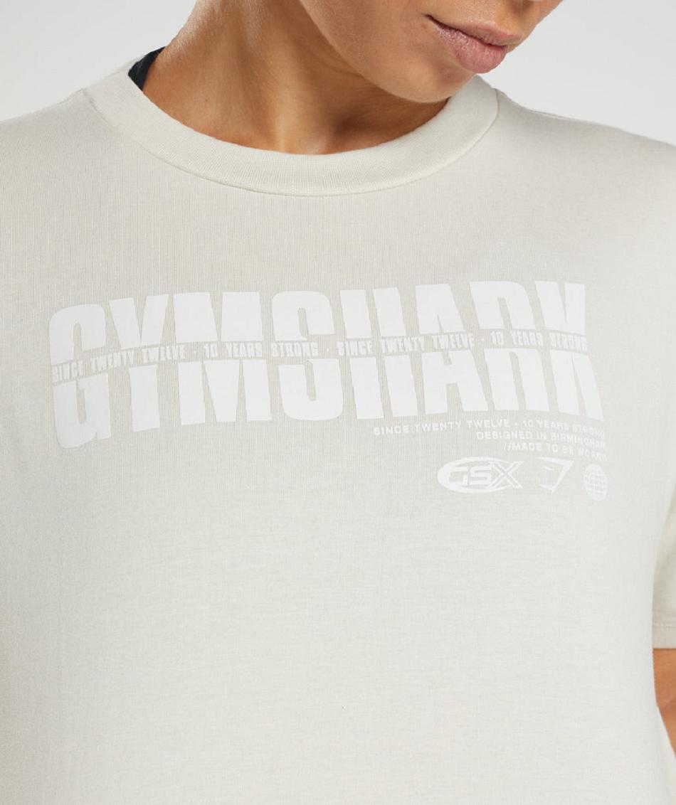 Przycięte Topy Damskie Gymshark Gs10 Year Szare | PL 2553ZUT